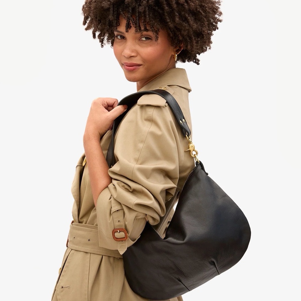 Clare V Black Nubuck Leather Messenger Bag